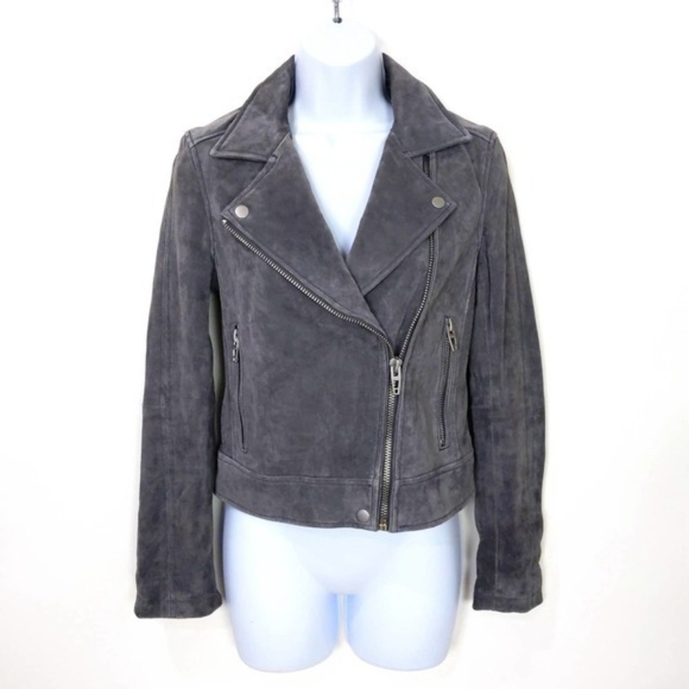 Blank NYC Size XS Womens Suede Leather Moto Jacket in Gray